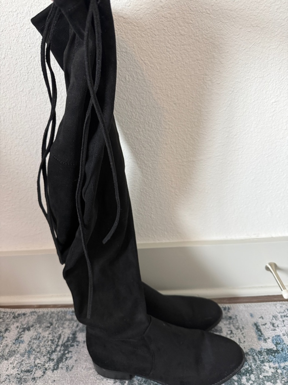 Black Thigh-High Tie top Women's Boots